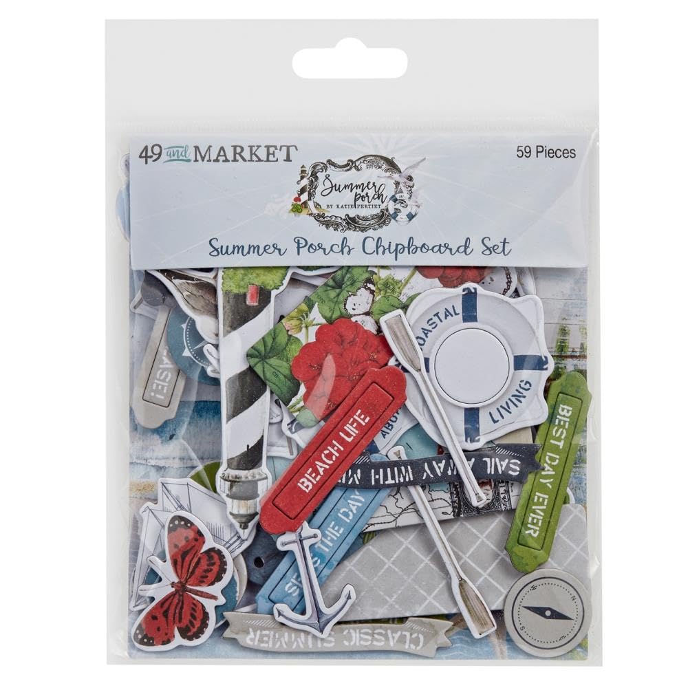 49 and Market Summer Porch Chipboard Set 59pcs