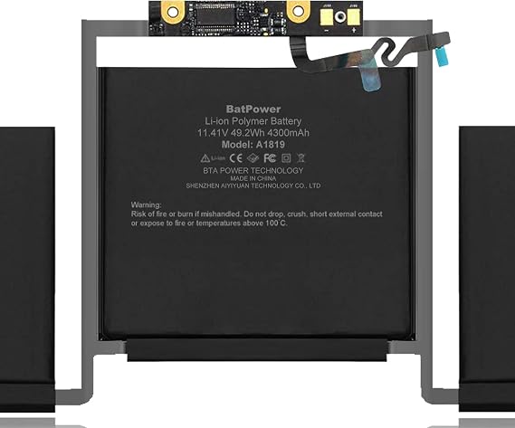 BatPower A1819 Replacement Laptop Battery for Apple Late 2016 Mid 2017 MacBook Pro 13 A1706 EMC 3071 EMC 3163 Battery MacBook Pro 13 Four Thunderbolt 3 Ports A1706 Apple A1819 Battery 49.2Wh