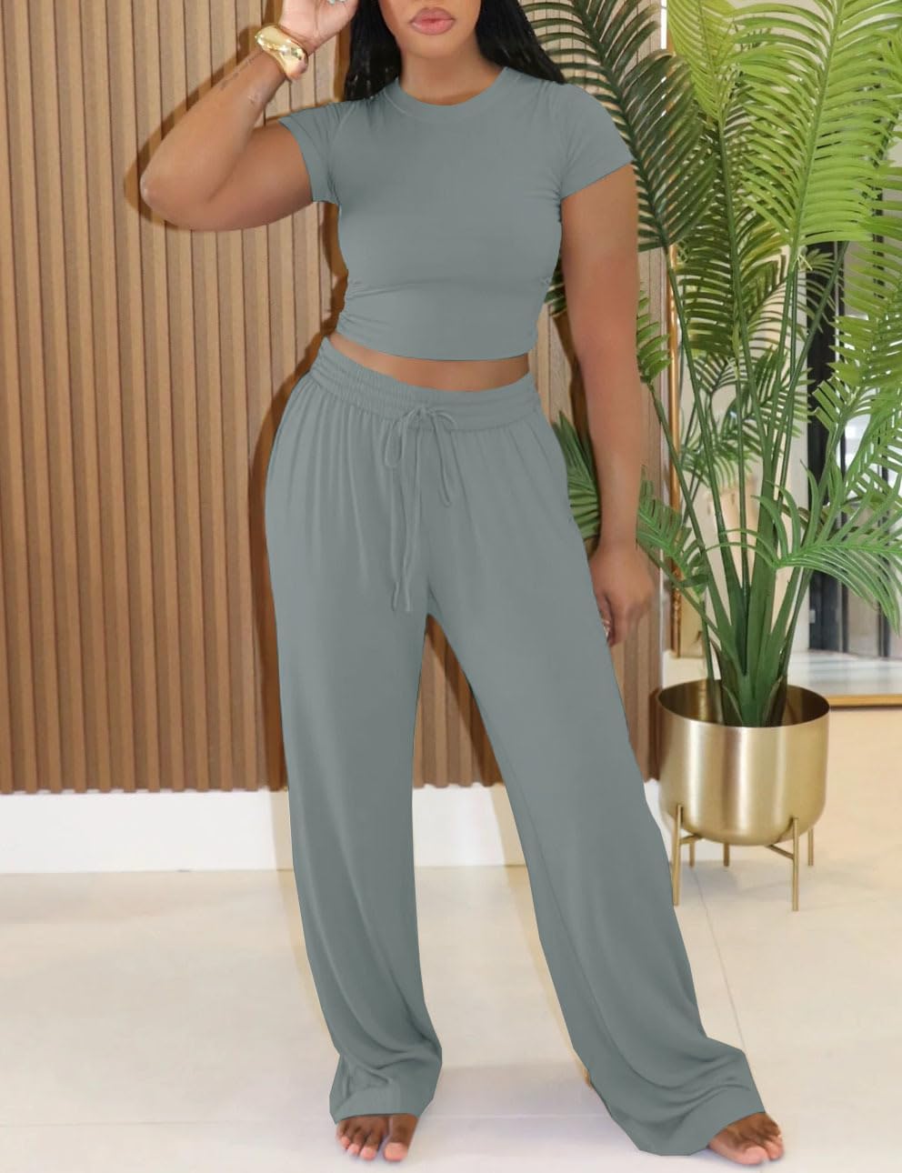 Ulovmi Women 2 Piece Lounge Sets Summer Sweatsuits Short Sleeve Tracksuits