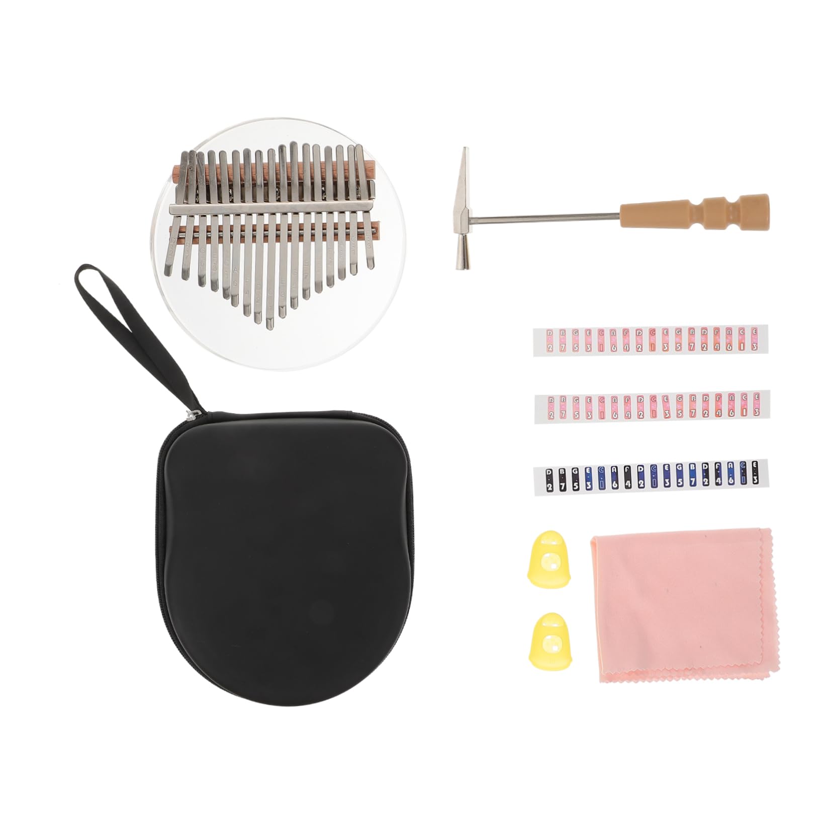 BESTonZON Ergonomic 17-key Crystal Kalimba Portable Musical Instrument for Boys and Girls Beautiful Acrylic Mini Kalimba for Music Education