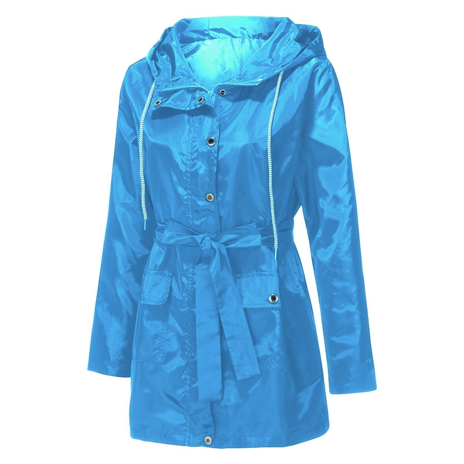 Impermeabili Da Donna Con Cappuccio, Giacca A Cintura, Giacche Antipioggia Lunghe Leggere, Trench Esterno Cappotto Pioggia Abbigliamento Trekking Impermeabile Antivento Running Corsa