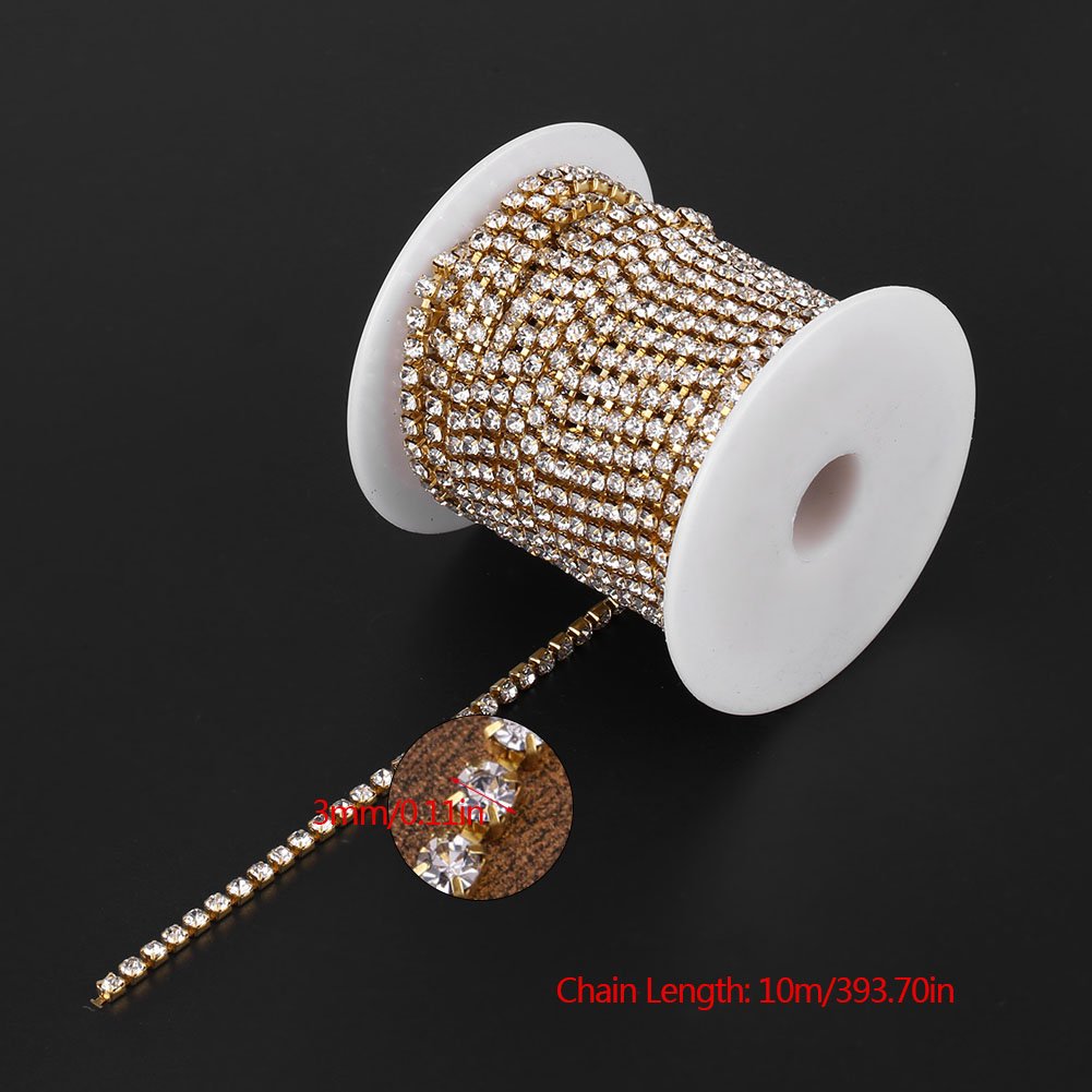 Chaîne à Coudre En Strass Champagne Doré – Décoration DIY Pour Mariage, Vêtements, Bijoux