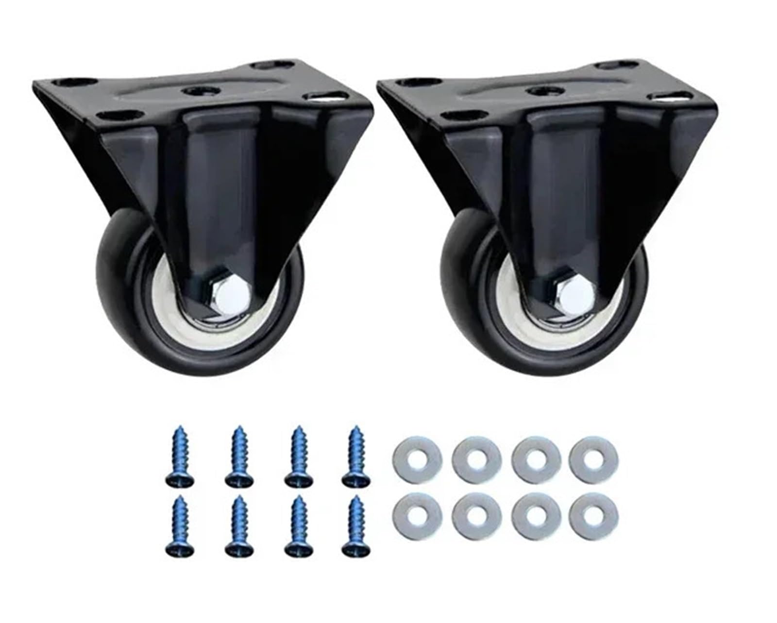 Caster Wheels, 2Pcs 1.5in Heavy Duty Swivel Caster Wheels with Safety Dual Locking and Polyurethane Foam No Noise Wheels, Load Bearing 520 Lbs(2 Fixed Wheels)