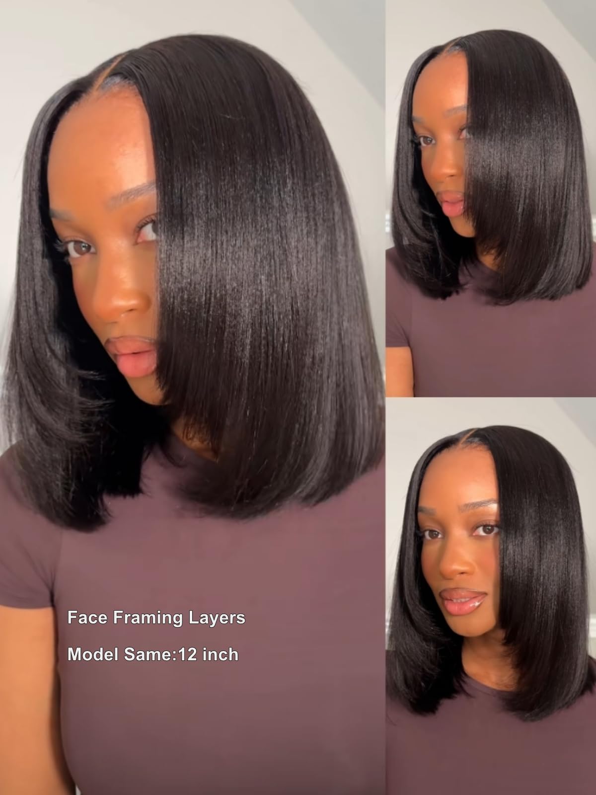 Amazon.com : UNICE Layered Yaki Straight Bob Drawstring Wig  display picture 1