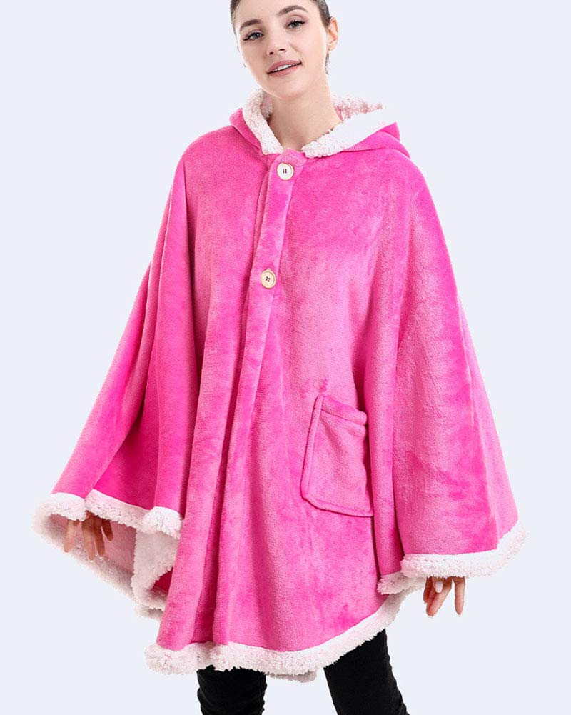YAOTT Cape Couverture Polaire à Capuche Avec Poches – Super Doux Flanelle Gris 154x107 Cm, Poncho Chaleur Hiver