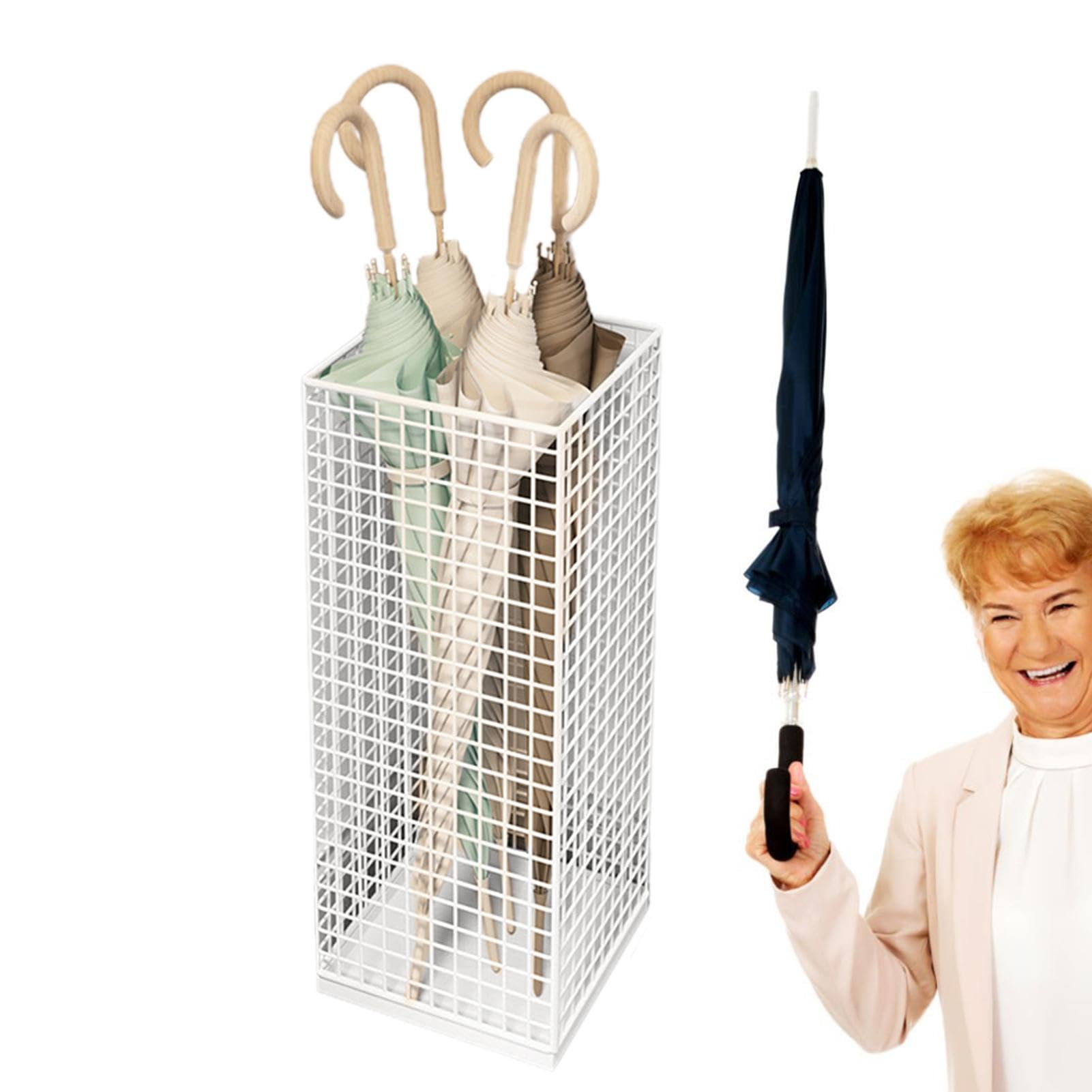 WQPMNYG Umbrella Holder - Metal Umbrella StandStylish Entryway Umbrella RackMultifunctional Storage for Walking CanesChic Indoor Umbrella