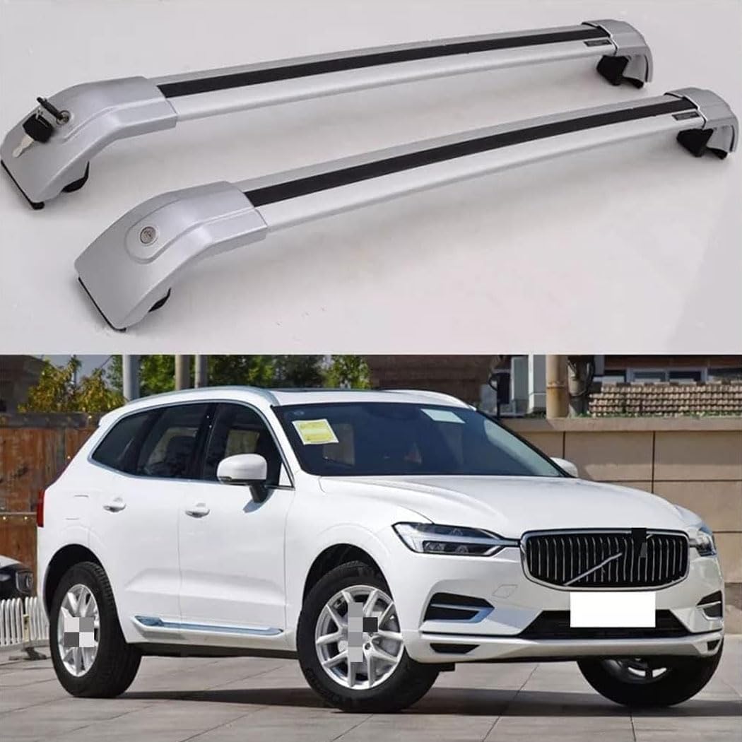 2 Stück Auto Dachträger Gepäckträger für Volvo XC60 2018-2022, Dachgepäckträger Aluminium Relingträger Lastenträger Gepäcktransport Zubehör