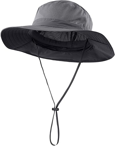 Miniatura 25 de Home Prefer Sombrero de malla para exteriores UPF50+ Sombrero de pesca de ala ancha con solapa para el cuello Azul marino