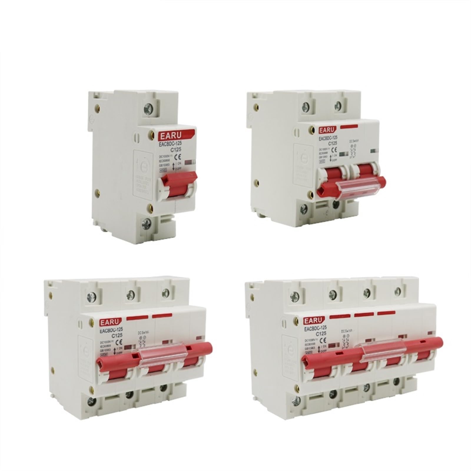 LHNBGTUIW 1pc DC 1000V 1P 2P 3P 4P 80A 100A 125A Solar Mini Circuit Breaker Overload Protection Switch MCB for Photovoltaic PV System(25v,DC 4P)