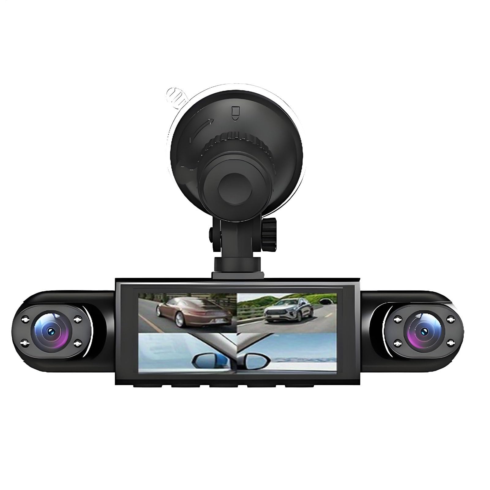 Telecamera da cruscotto a 4, registratore di guida anteriore e posteriore sinistro e destro, 1080p Full Car | Visione notturna, registrazione in loop, monitor di parcheggio, telecamera di