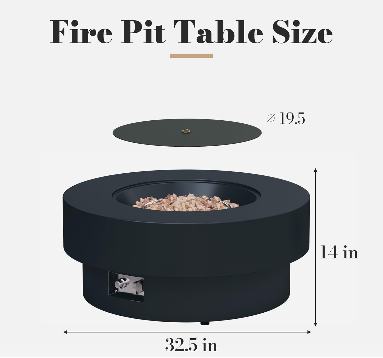 32.5 Inch Propane Fire Pit Table, 50,000 BTU Round Patio Fire Pit Table Outdoor, CSA Certified, Stainless Burner with Steel Lid, Waterproof Cover Lava Rocks, for Backyard Garden, Black 32.5 Inch Propane Fire Pit Table, 50,000 BTU Round Patio Fire Pit Table Outdoor, CSA Certified, Stainless Burner with Steel Lid, Waterproof Cover Lava Rocks, for Backyard Garden, Black