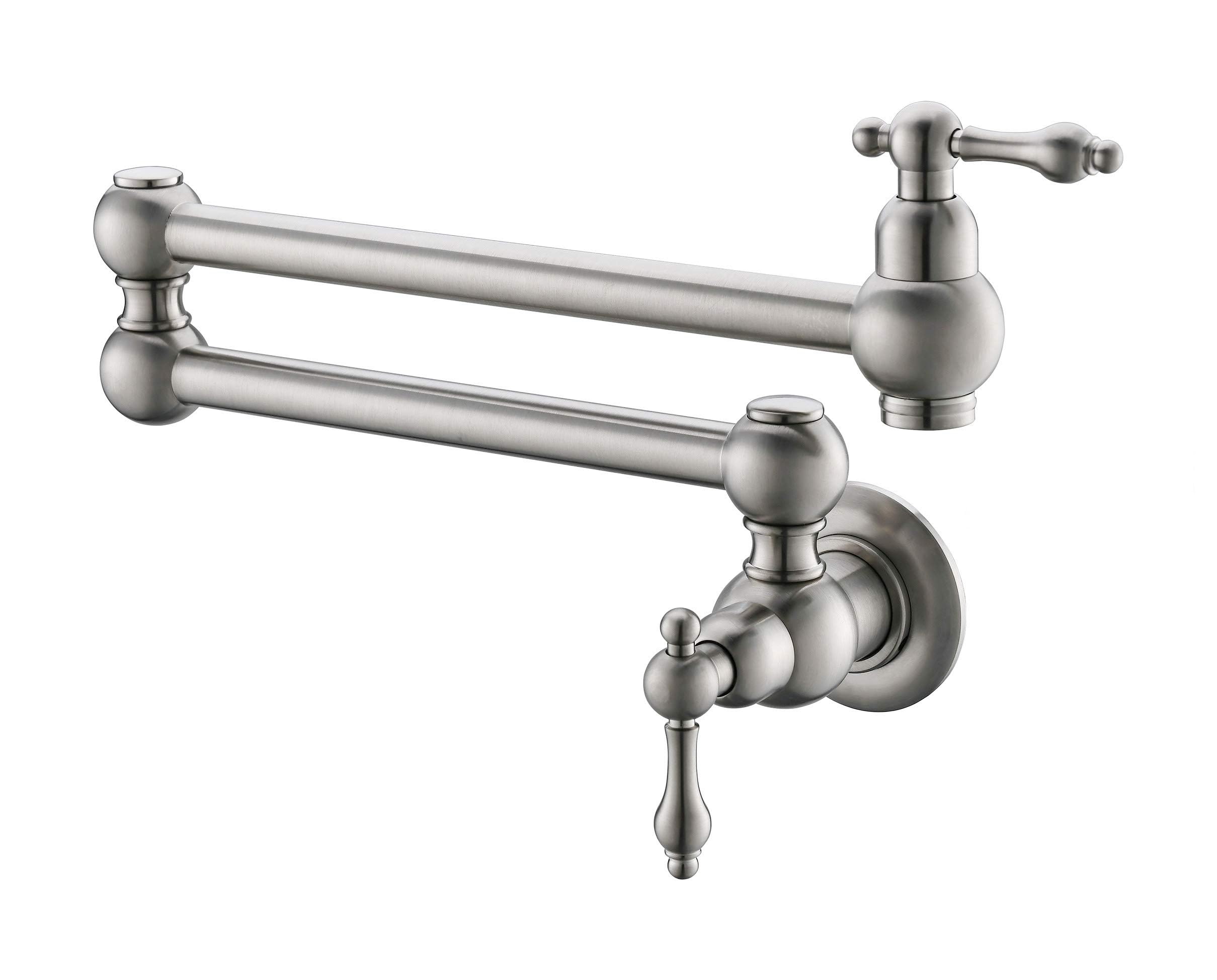 Support mural robinet pot filler en nickel brossé au design haut de gamme