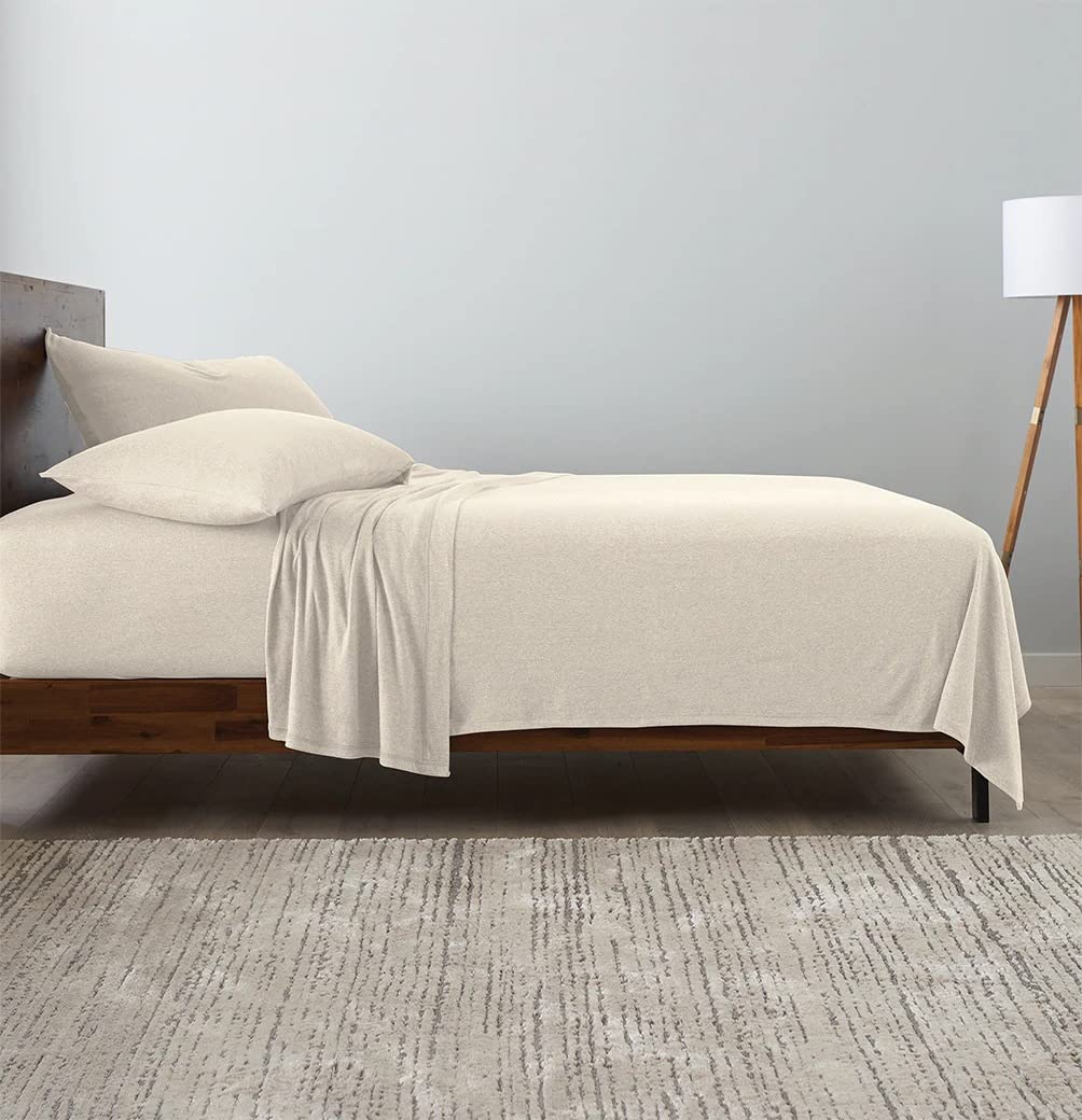 Ella Jayne Soft Heather Jersey Knit Sheet Set, 4pc, Full, Ivory