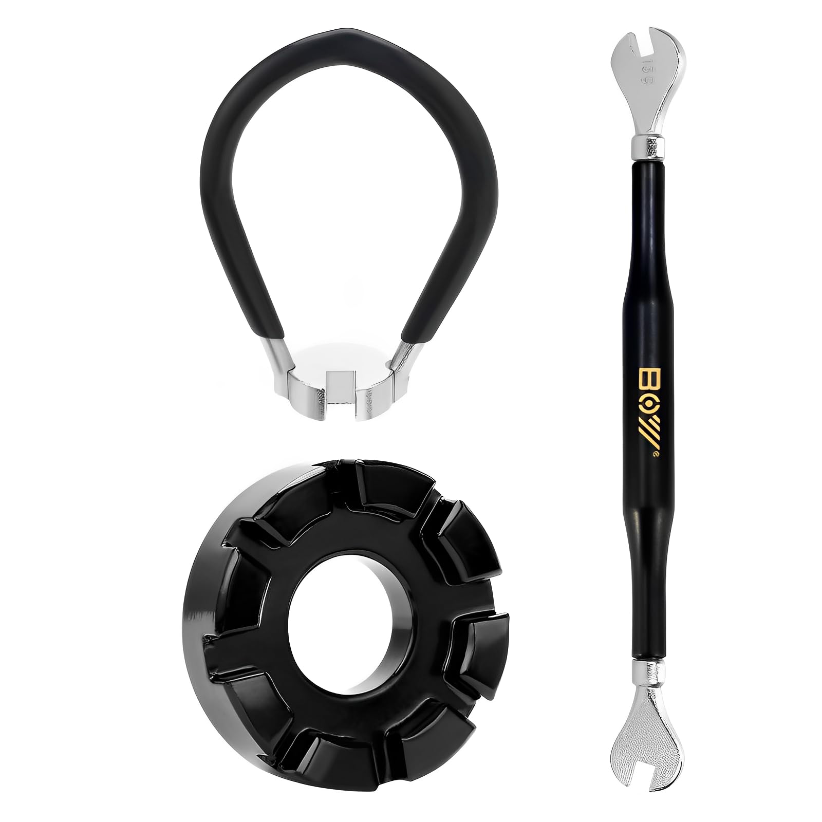 AHEJIOO 3-Teiliges Fahrrad-Reifenheber-Set, Speichenschlüssel, Speichenspanner, Speichenschlüssel Fahrrad, Nippelspanner, Speichenspanner Fahrrad, Fahrrad Speichenschlüssel
