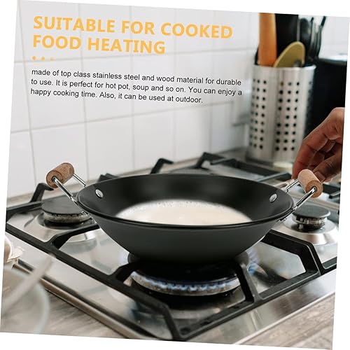 Miniatura 8 de Angoily 2 uds de acero inoxidable plancha de acero inoxidable cacerola de acero inoxidable cacerola todos los días sartén asiática de hierro fundido