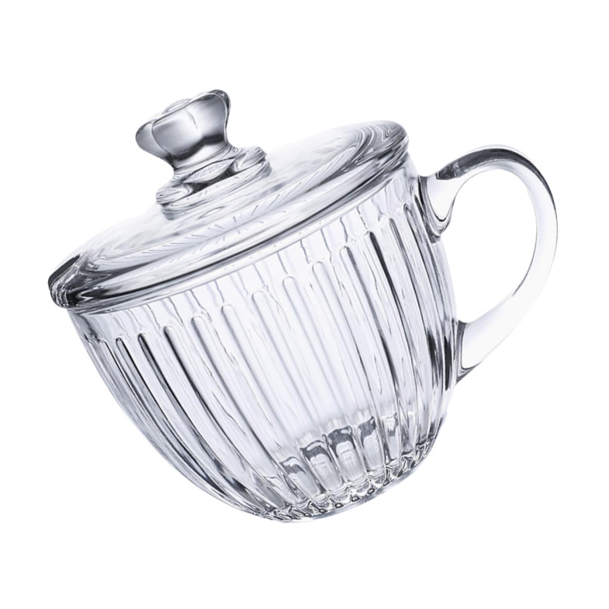 Taza de desayuno de vidrio gran capacidad con tapa para restaurantes