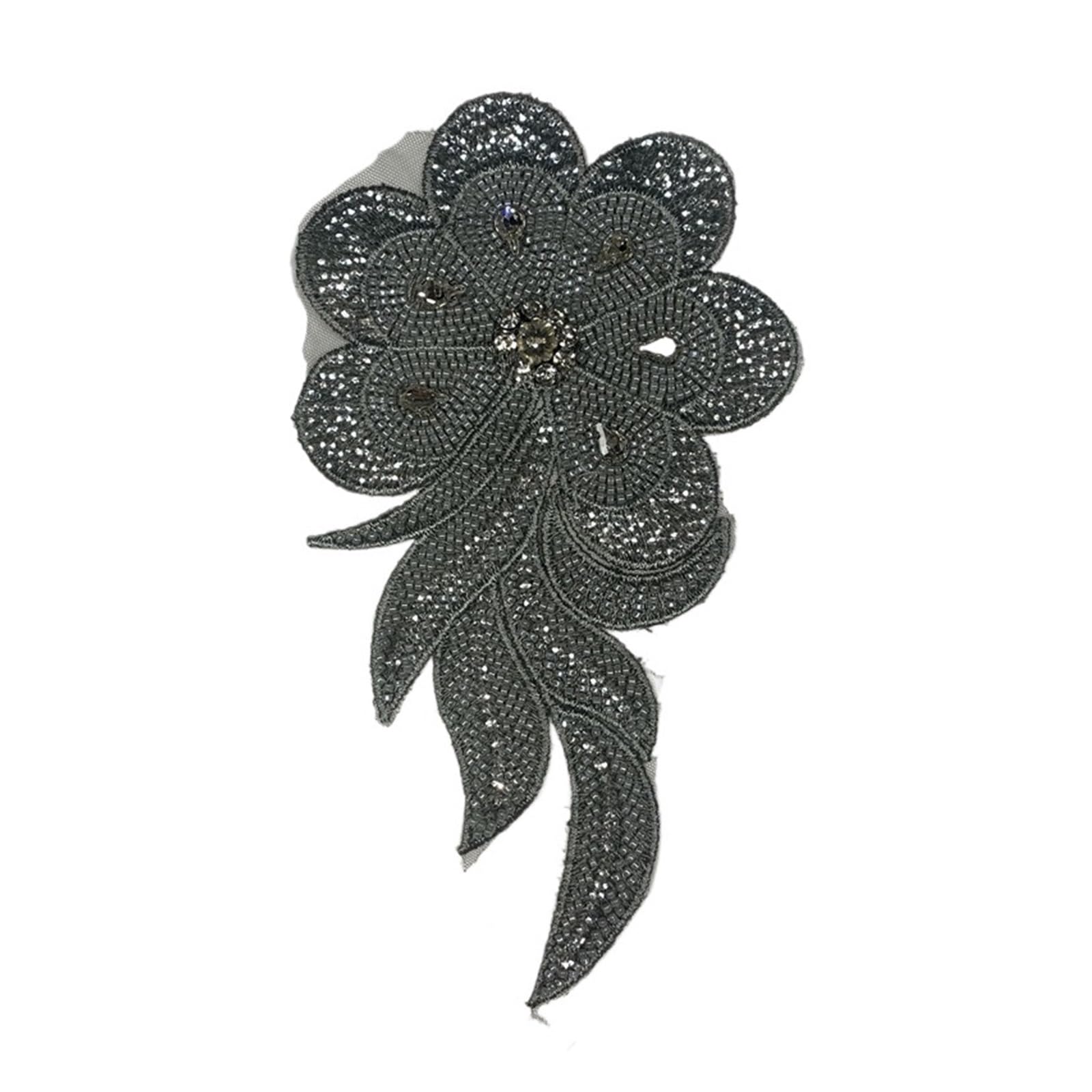 Patch de garniture de paillettes fleurs en dentelle haut de gamme pour haute couture