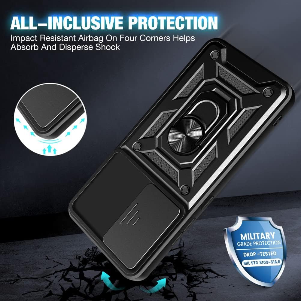 Custodia Per Motorola Moto G85 5G Con Scorrevole Proteggi Fotocamera E Anello Porta - Nero