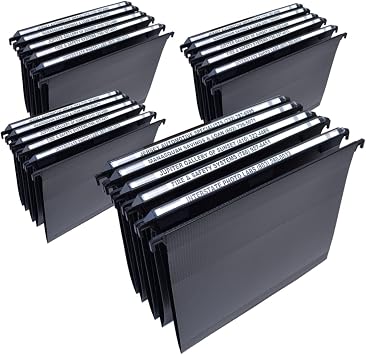 Ultimate Office MagniFile V-Bottom Hanging File Folders, Set of 20 Black | 11" Magnified Lens DOUBLES The Size of File Titles to FIND FILES FAST and Allows for Longer File Descriptions. Letter Size