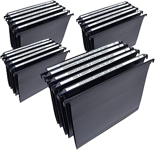 Ultimate Office MagniFile Hanging File Folders V Base Letter Size with 11 inch Magnified Indexes that Double The Size of Your File Titles to Find Files Fast. (Set of 20 Black)