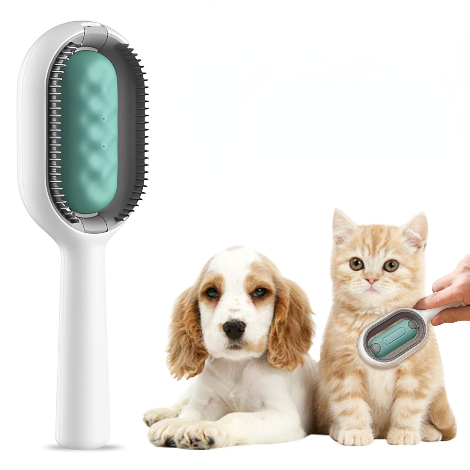 2023 NEW Dog Brush with Water Tank Cat Brush with Wet Wipes(not include) Cleaning Brush for Pet Hair Pet Cleaning Hair Removal Comb Ideal for Massage Care and Remove Hair (4mm-Long Hair,Blue) — image 1