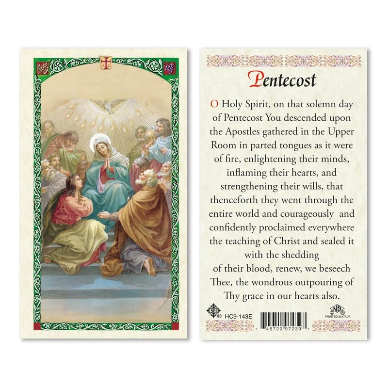 Pentecost. Holy Spirit. Laminated 2-Sided Holy Card (3 Cards per Order)