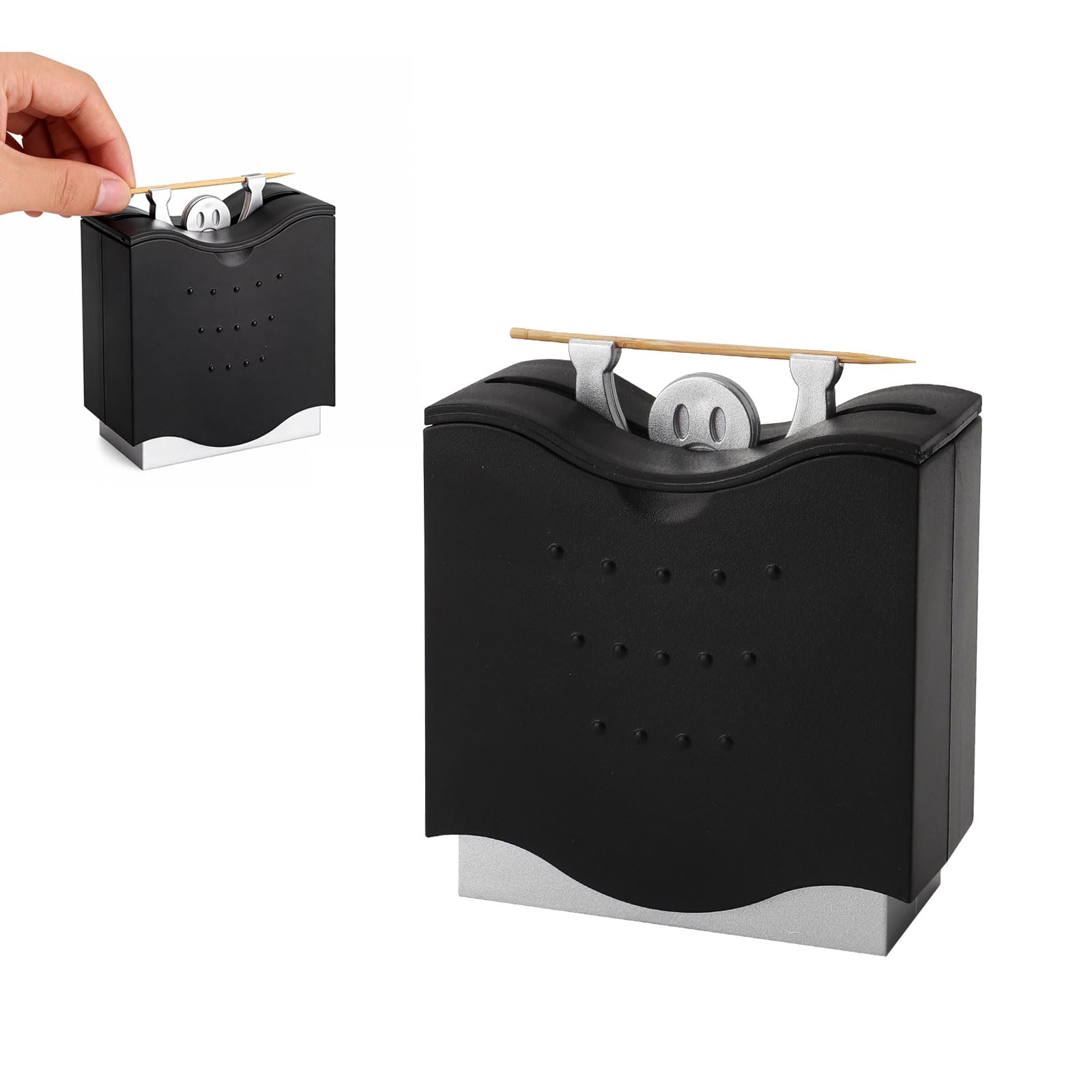 Dispensador automático de palillos negro porta palillos higiénico compacto divertida decoración de mesa de ABS para hogar oficina restaurante