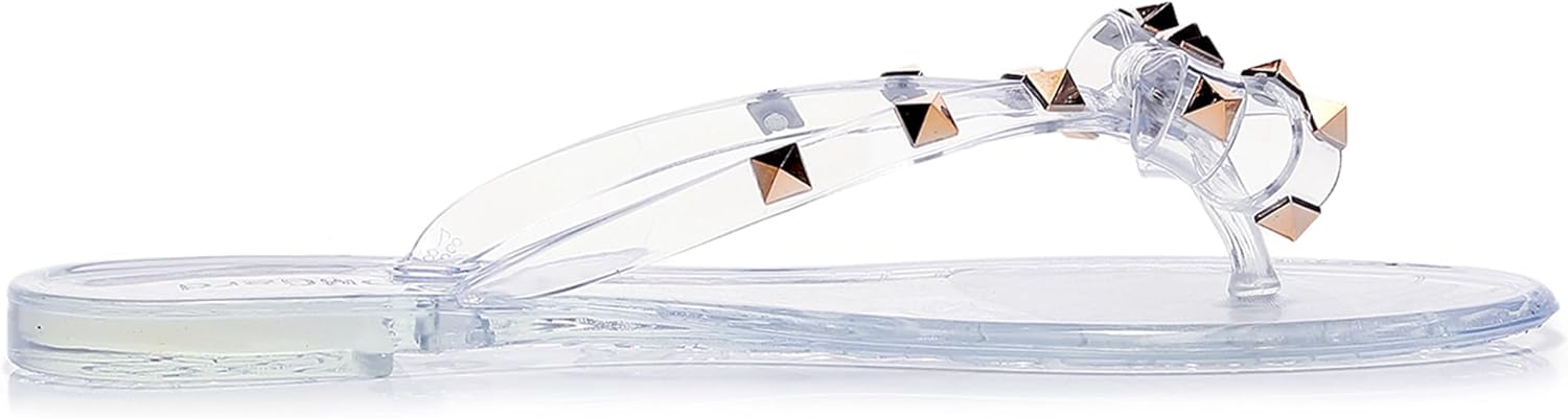 Studded Jelly Shoes for Womens Bow Flip Flops Jellies Sandals Flat Black... - Picture 73 of 174