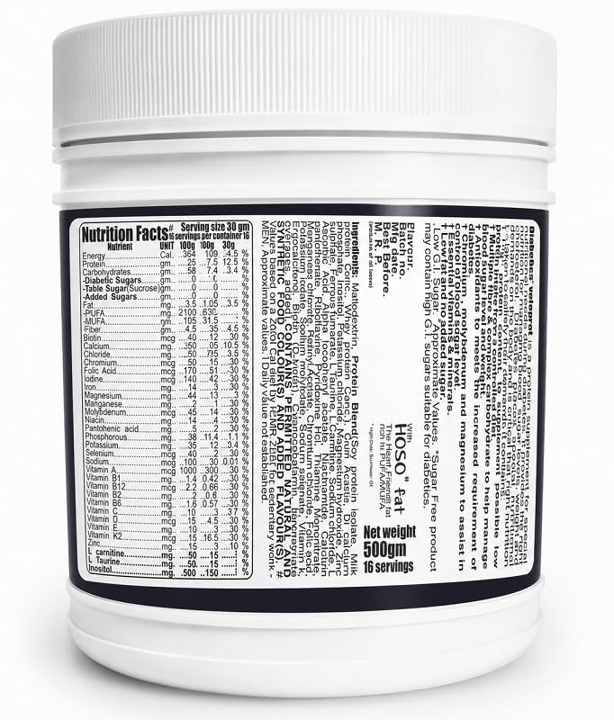 Image of Develo Diabetic Protein Powder for Diabetes Patient's care, Sugar Free Supplement for Men & Women - 500 g (Kesar Badam)