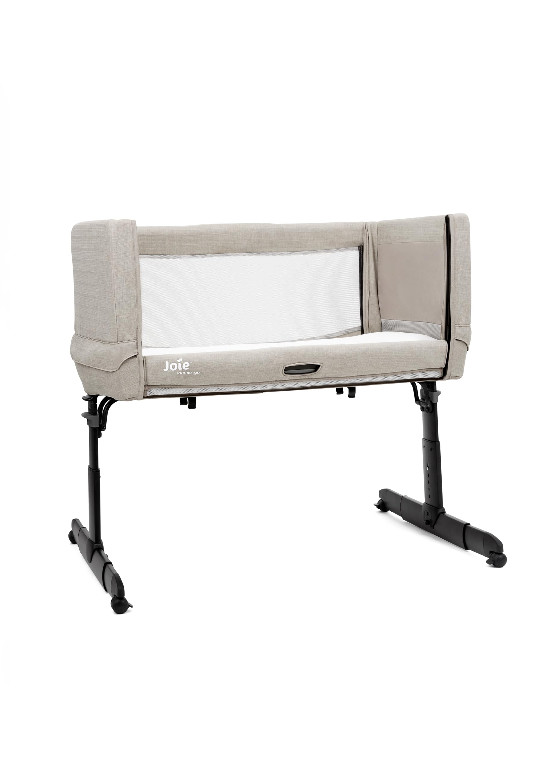 Joie roomie™ go culla fianco letto – chiusura compatta, lato apribile, inclinazione rilassante, 5 livelli di altezza, design leggero – dalla nascita a 6 mesi (0–9 kg), clay