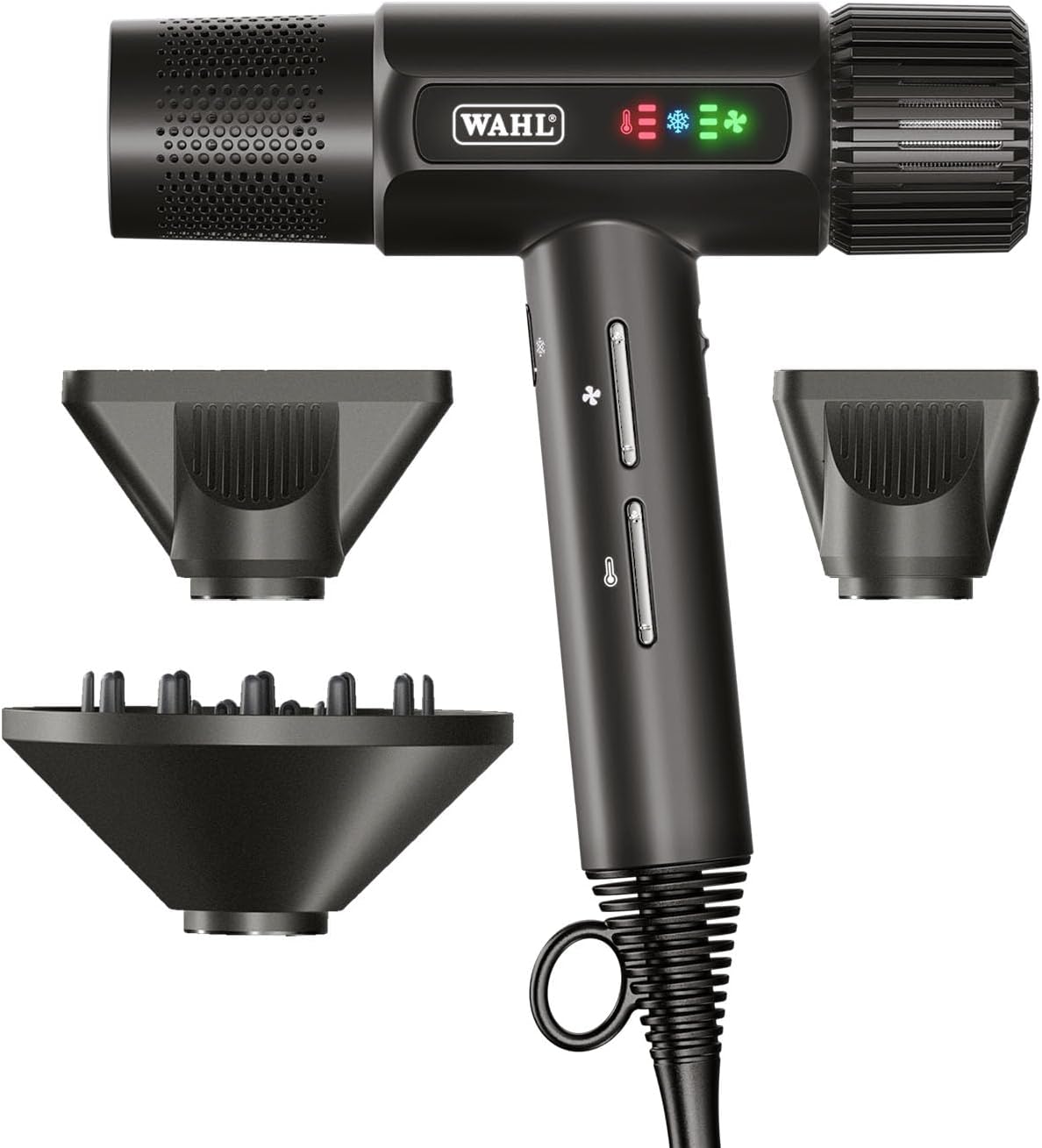 Vanquish Hair Dryer, Lightweight, LED Display, Quiet, Professional 3 Attachments, Powerful, Cool Drying, 3 Speed-Settings, Auto-Clean, Even Drying, Quick Dry