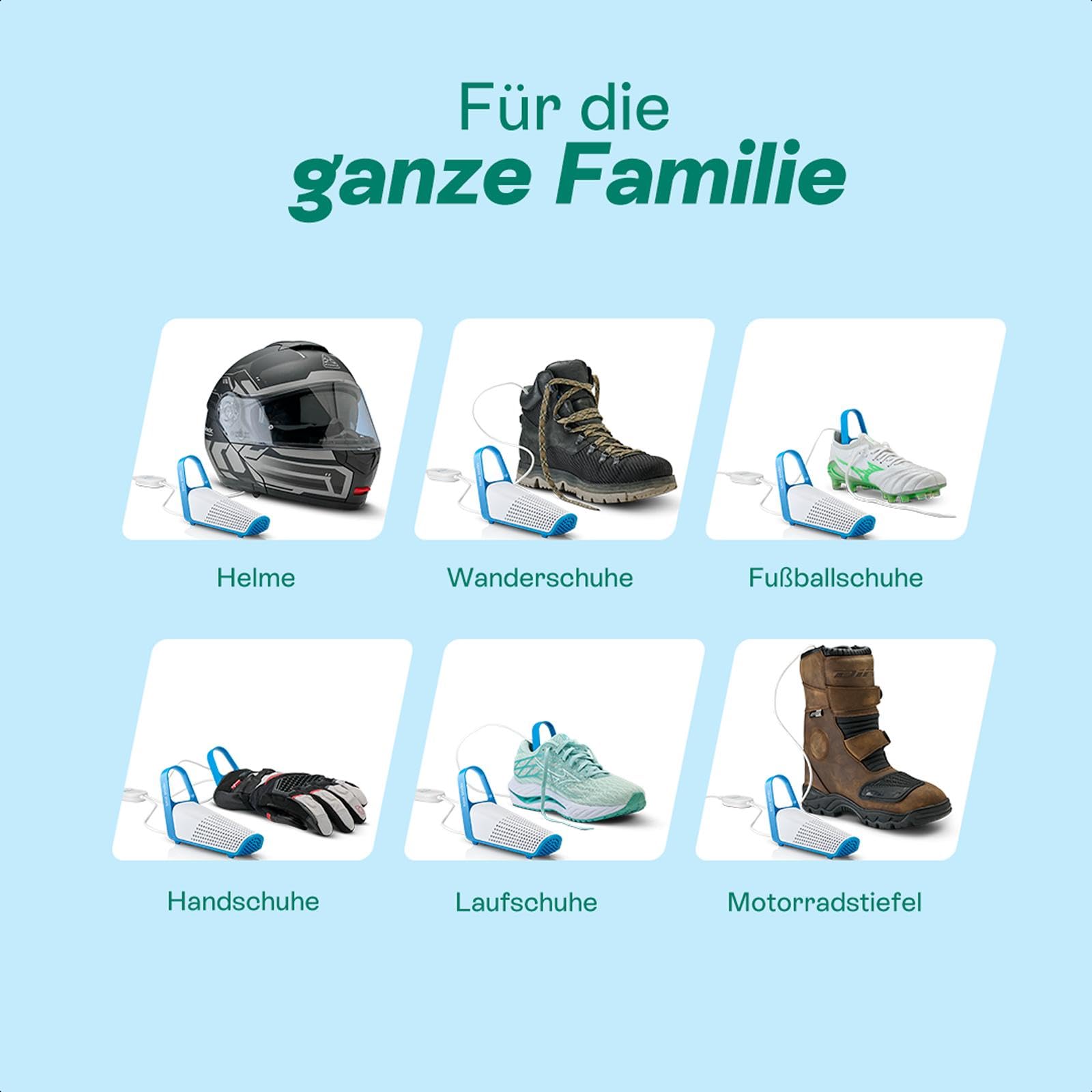 Shoefresh Opod Mini Elektrischer Schuhtrockner & Schuhdeo | Tragbares Schuhdeo gegen Geruch antibakteriell mit leistungsstarkem Lüfter | Fußballschuhe, Turnschuhe, Boxhandschuhe | USB-C Adapter, Timer