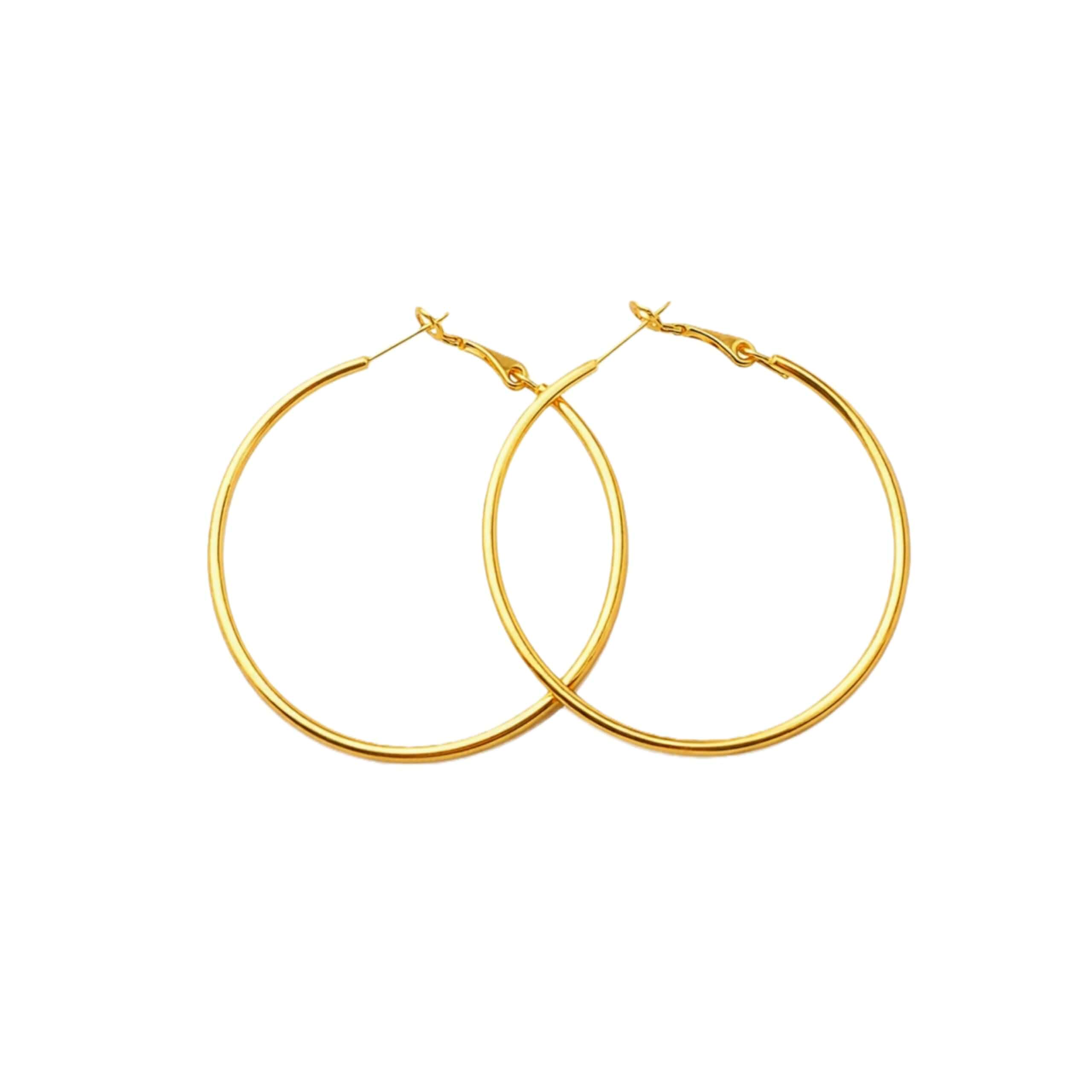 Hypoallergenic Non Tarnish 18K Gold Plated Surgical Steel Hoop Earrings for Women, Minimalist Lightweight Thin Hoop Earrings, Classic Gold Hoops Everyday Wear 30/40/50/60mm