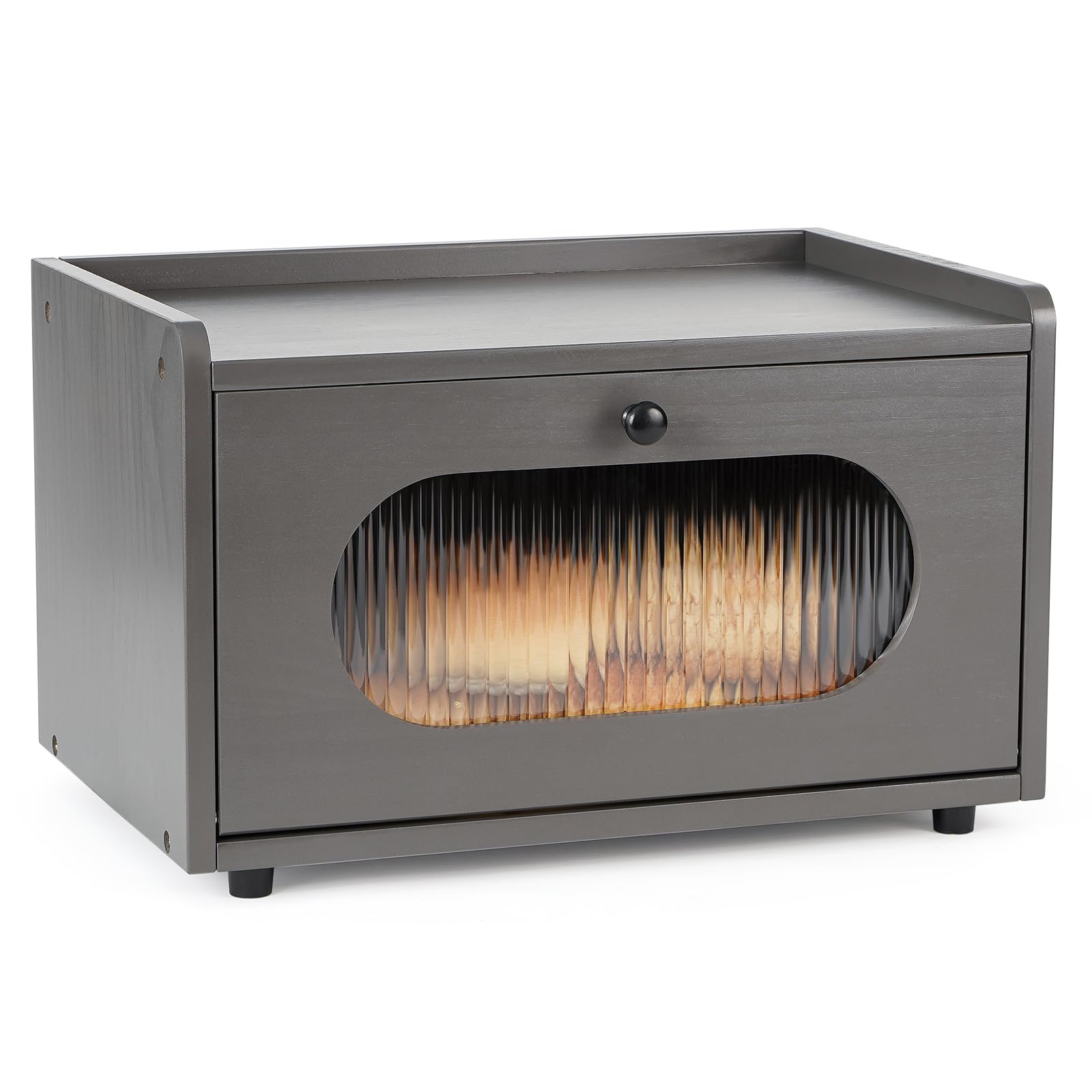 Caja de pan para almacenamiento de encimera de cocina, contenedor de madera para pan, contenedor rústico para pan fresco, contenedor organizador apilable para estantes de alimentos caseros,