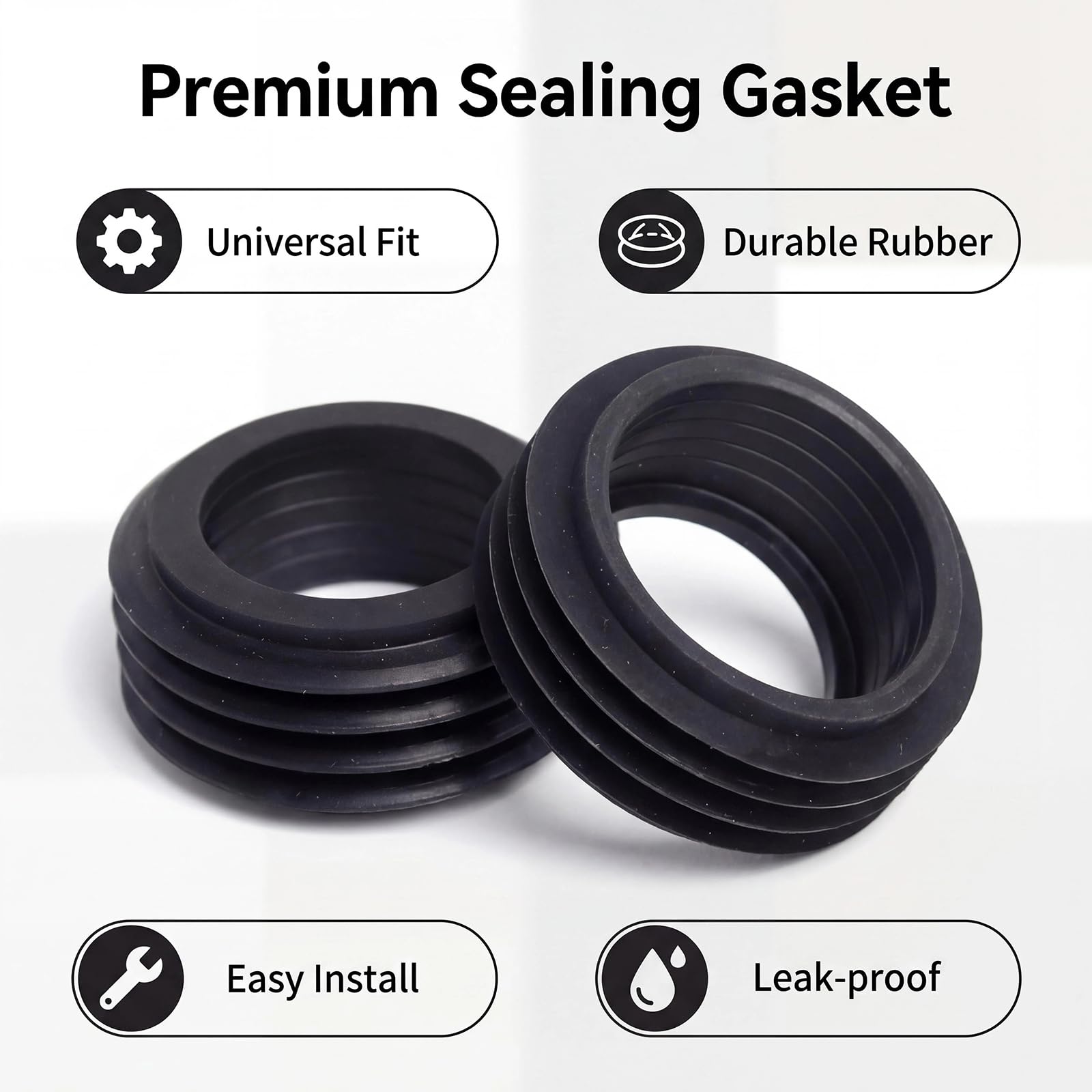 Conector de Tubo de Desagüe para Inodoro - Manguito de Goma para Cisterna, Diámetro Exterior 60 mm, Diámetro Interior 36-45 mm, Altura 25 mm - Sellado Duradero para WC