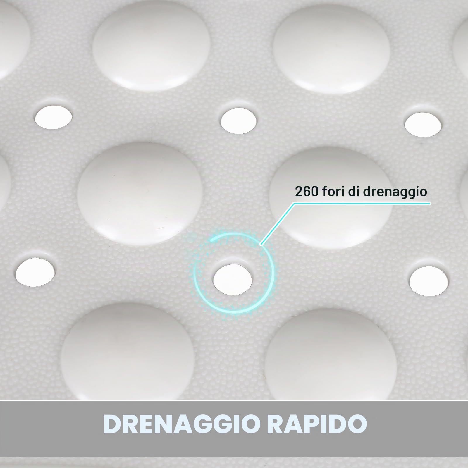 Tappetino da doccia antiscivolo, 90 x 60 cm, extra large, per box doccia interno, morbido TPE lungo, anti-muffa, opaco, con forti ventose