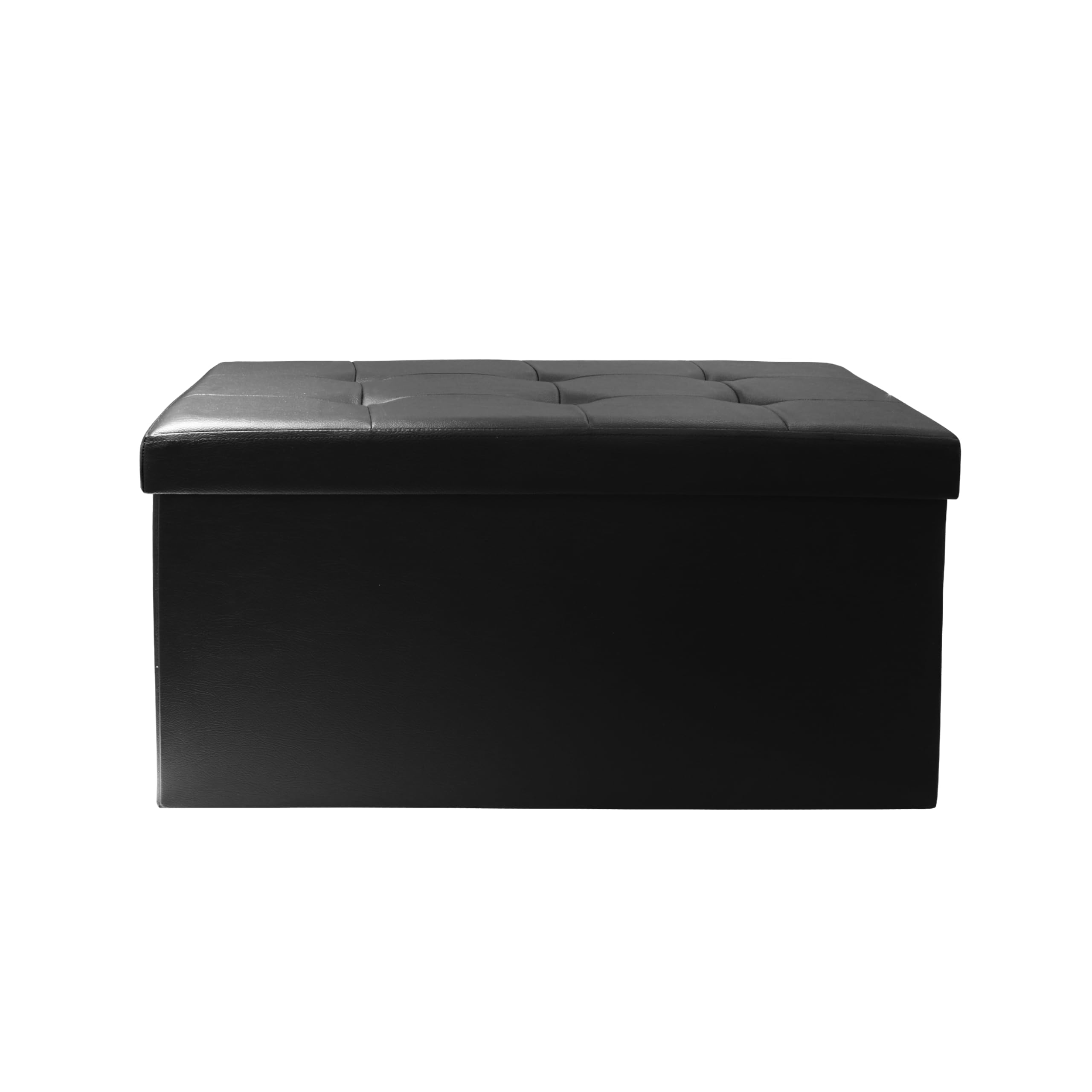 HOME DECO FACTORY - HD3404, Baúl Banco Plegable en PU Negro, Diseño Práctico y Elegante, Diseñado para Almacenamiento, Dimensiones 76 x 37,5 x 37,5 cm, Color Negro