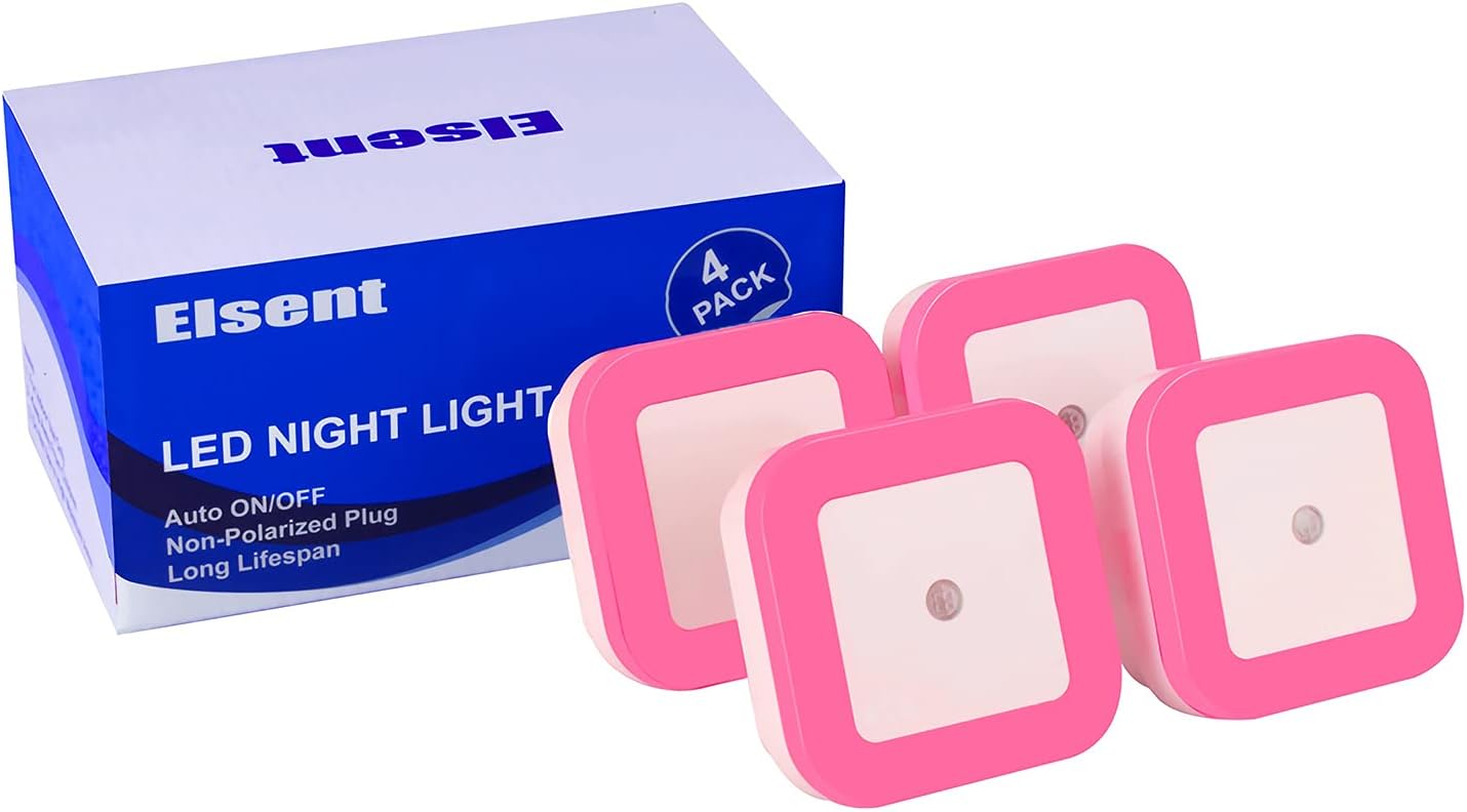 [ Pack of 4 ] Red Night Light, Plug in LED Wall Lamp with Dusk to Dawn Sensor, Auto ON/Off - Perfect for Bedroom, Children and Kid's Room - - 