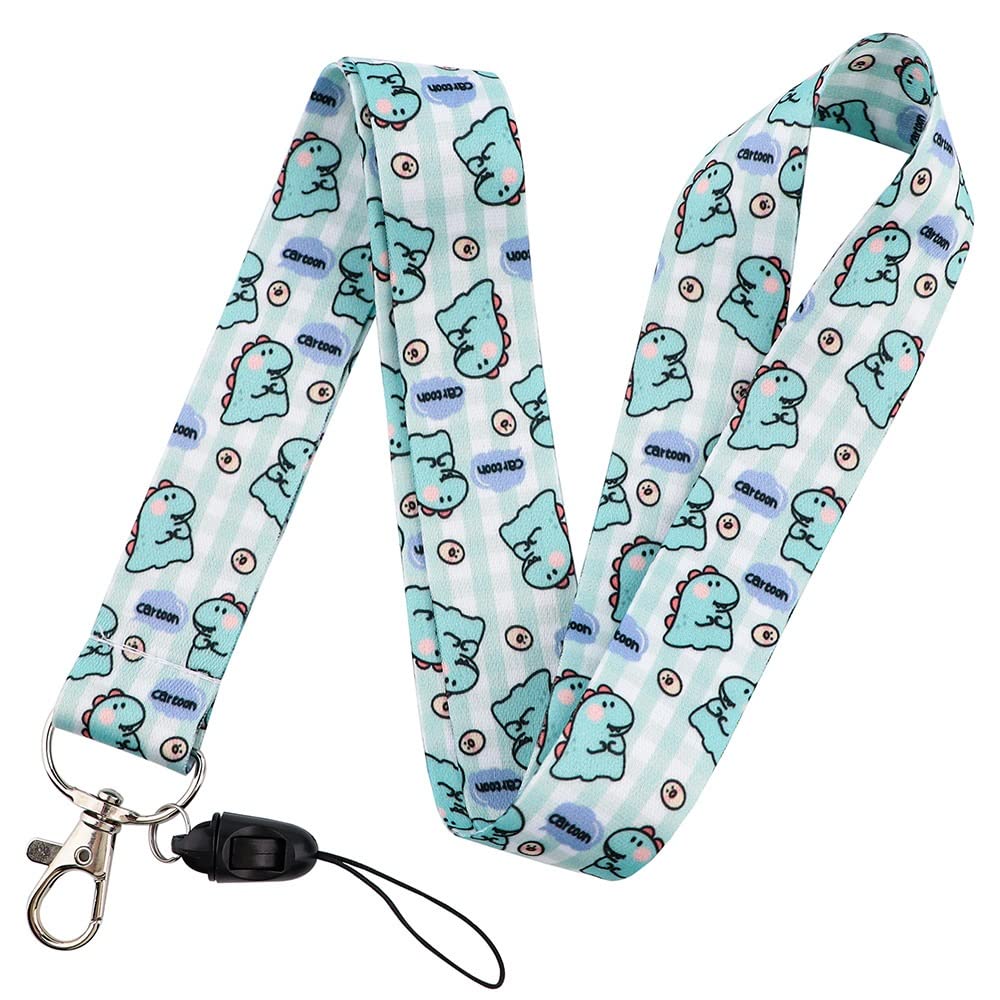 hansum Lanyard Neck Strap, Cartoon Animal Lanyards with Safety Buckle, for ID Badge Holder, Keys, Work Permits, Mobile Phones (Color : Dinosaur 2, Size : 45cm)