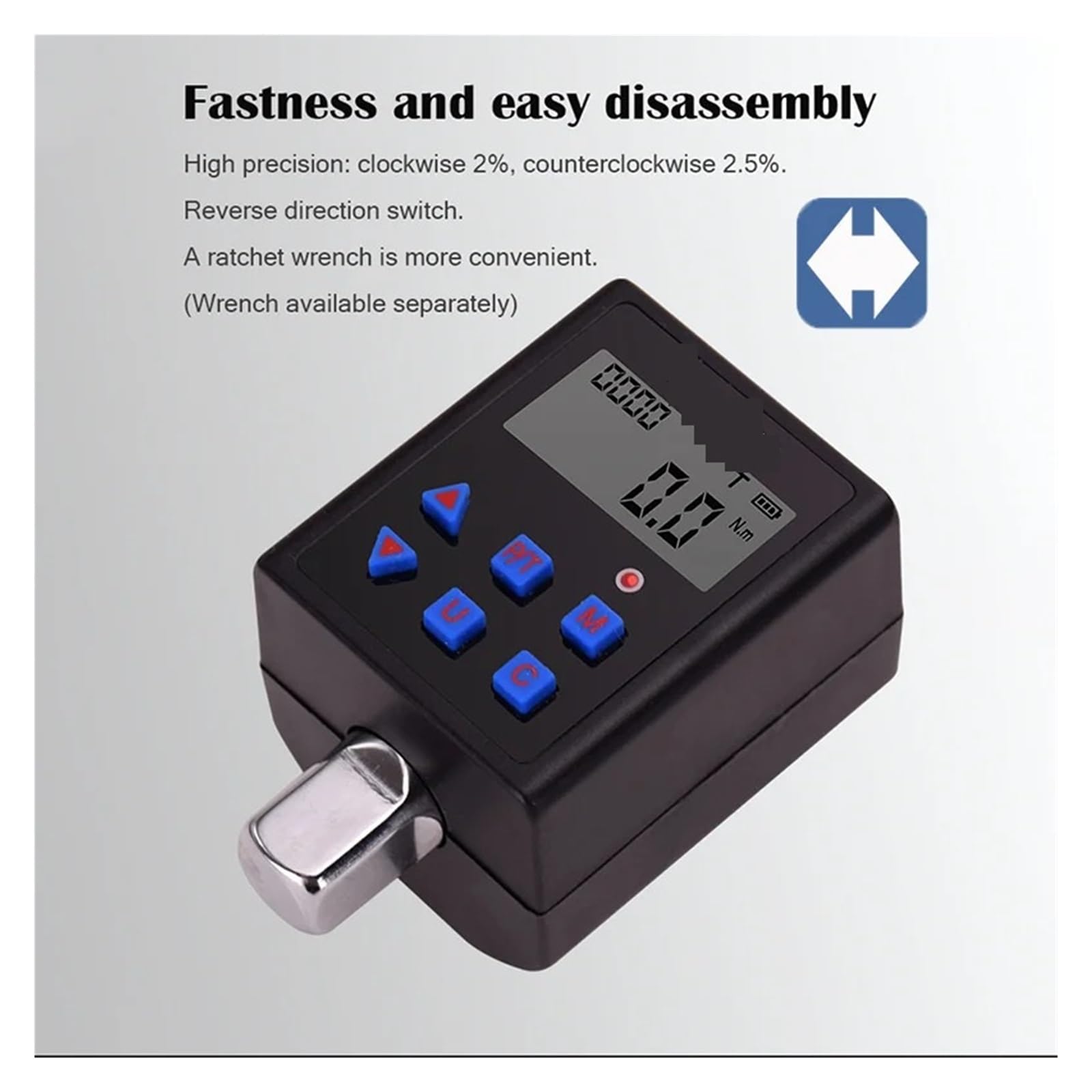 Wysokiej precyzji cyfrowy miernik momentu obrotowego 0,1-340 Nm Regulowany adapter miernika momentu obrotowego Profesjonalny elektroniczny klucz dynamometryczny z grzechotką(Torque1.35-135N.m)