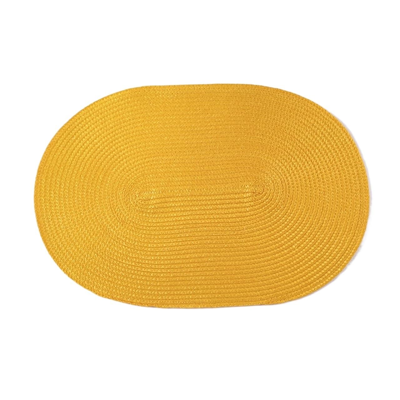 Oval Dining Table Placemats Set of 4 for Dining Table, Washable Woven Vinyl Non-Slip Placemat, Heat-Resistant Durable Table Mats for Home Decor(4pcs Yellow)