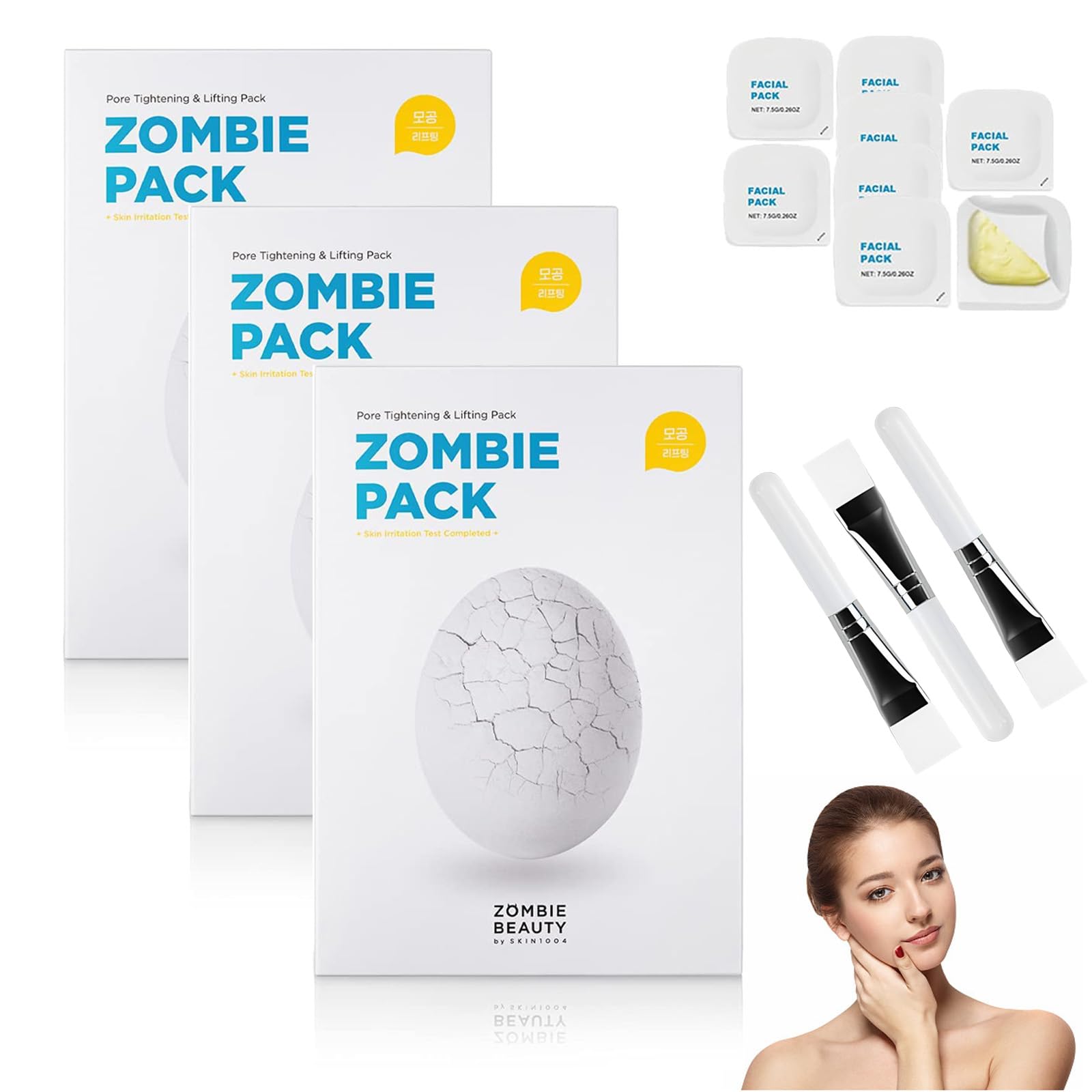 Zombie Facial Mask - Zombie Mask Skin Care, Hydrating SkincareFace Korean Firming Skin Wash Off Face Mask (3pcs)