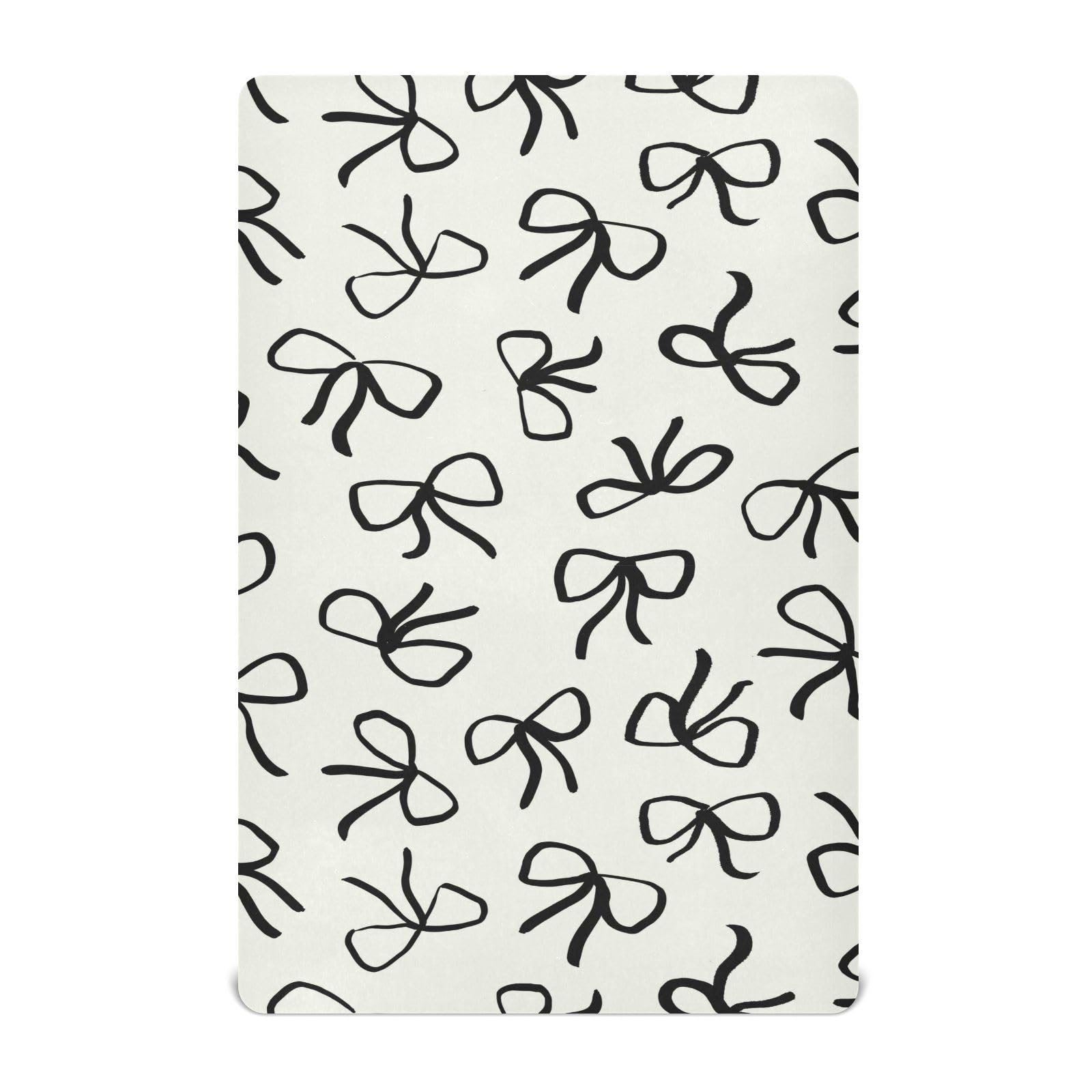 Crib Sheets for Boys Girl Black Bows Neutral Mini Crib Mattress Sheets Fitted, Beige Toddler Baby Sheets for Crib Mattress Soft & Breathable 39 * 27 * 5In
