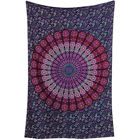 RAJRANG Boho Peacock Mandala Tapestry Cover
