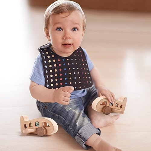 Miniatura 6 de ibwaae Juguetes de avión de madera, juego de vehículos de transporte aéreo, juegos de tracción de madera, regalo de aprendizaje STEM juguete