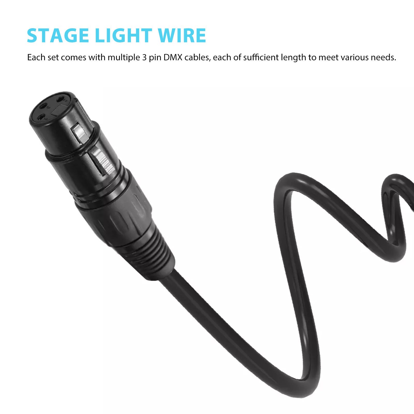 POPETPOP Lot de 8 Câbles Dmx 3 Broches en Métal Noir, Longueur 1 Mètre, pour Éclairage de Scène, Projecteurs, Microphones et Matériel Audio, Câbles D’éclairage Robustes et Connexion