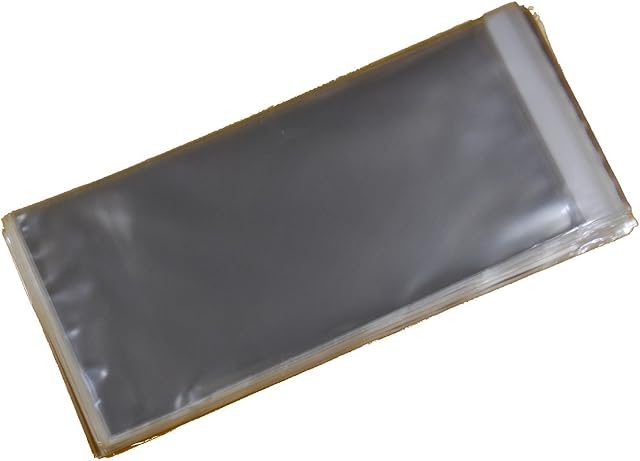 Pack of 100 - DL Cello - 115mm x 220mm + 30mm Flap - Cellophane Greeting Card Display Bags 30 Micron Self Seal - Medium Cello