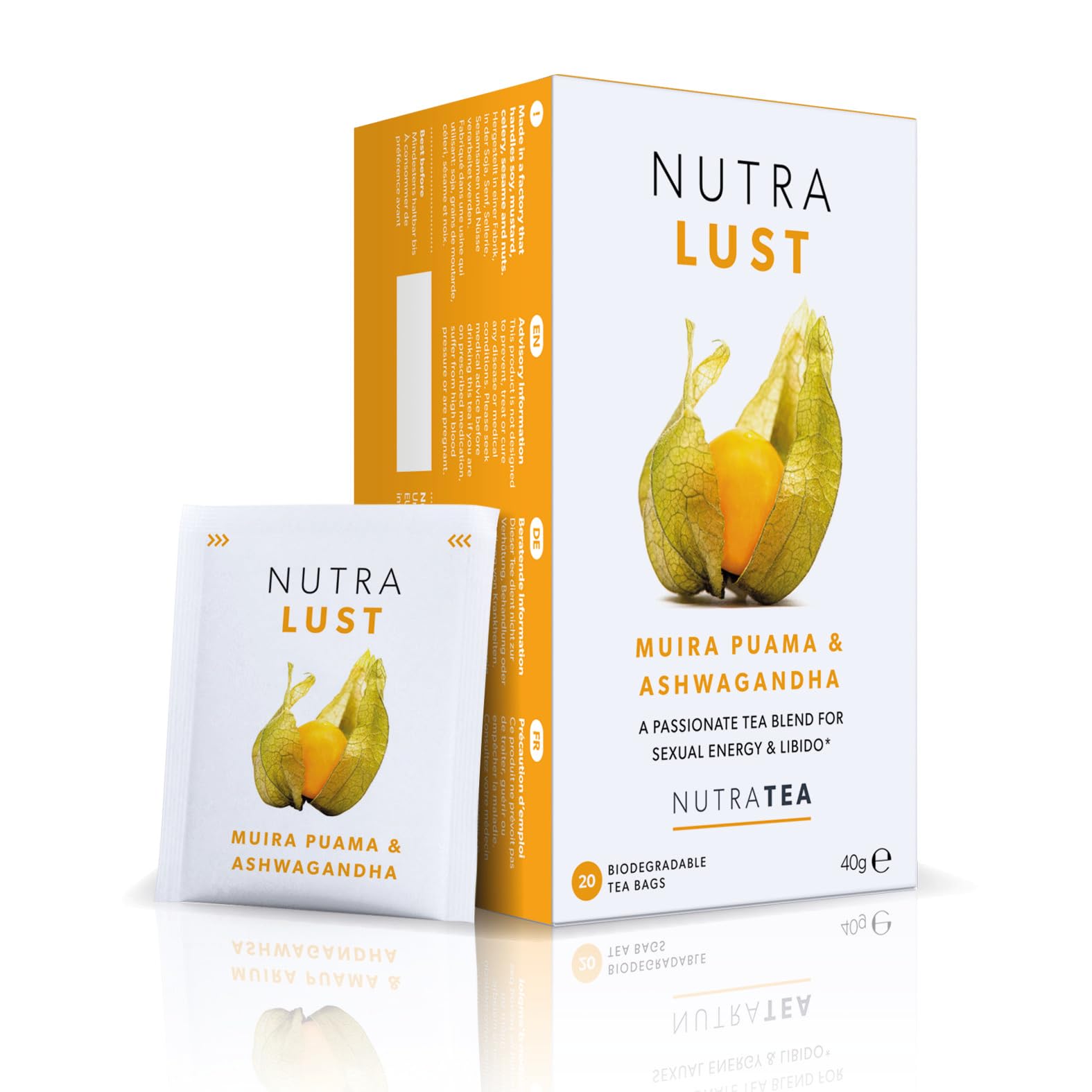 NutraLust - Helping to Improve Passion & Stamina - Containing Ashwagandha, Muira Puama and Ginseng - 20 Enveloped Tea Bags - by NutraTea - Herbal Tea 20 Count (Pack of 1)