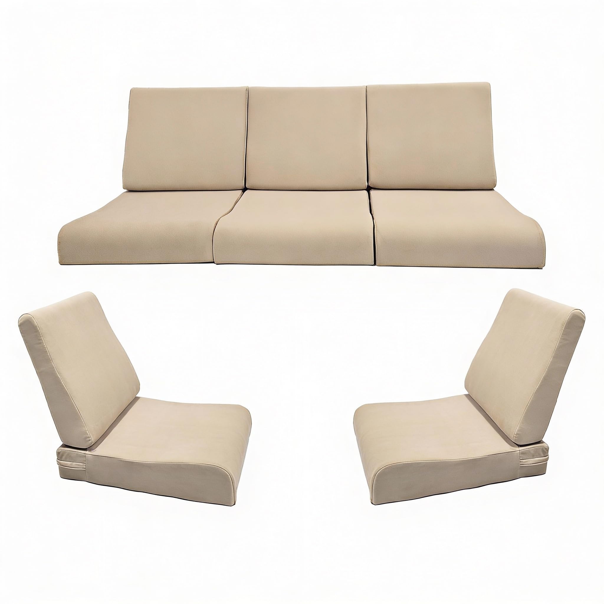 Wooden Sofa Cushion Full Set of 10 for 5 Seater, 55 Density PU Foam, & Fully Customizable-Cushion for Wooden Sofa with Washable Fabric and Inner Fabric 3+1+1 (Beige)-image-12