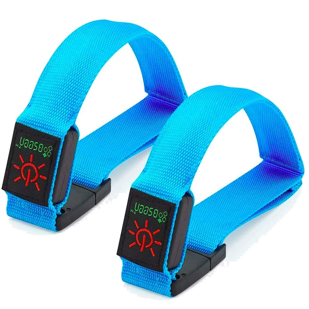 Banda para brazo 2 paquetes  (TM), led brillantes, alta visibilidad nocturna para corredores, ciclistas y aquellos que salen a pasear a su mascota, Azul, M 3